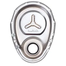 Timing Cover SBC Stamped Steel W/Welded Star & Logo Chrome image 2