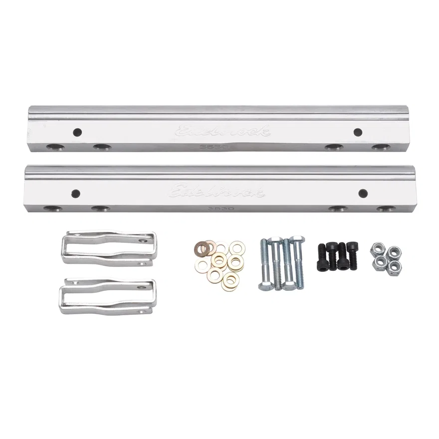 Fuel Rail Kit for Small-Block Chevy -6 AN in Clear Finish