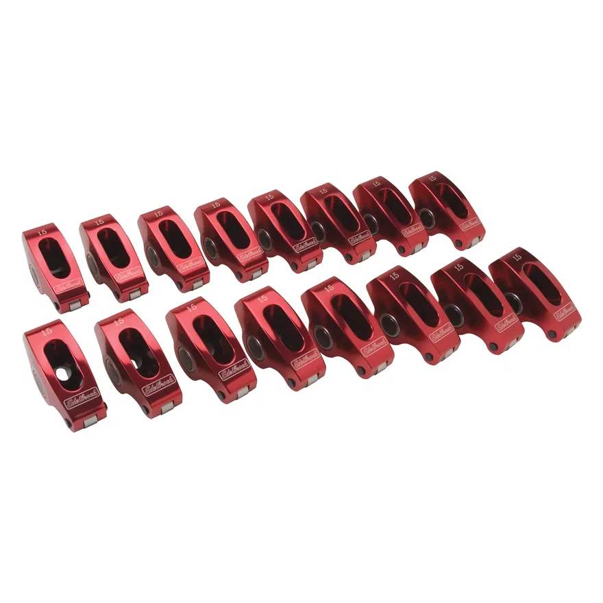 Red Roller Rockers for Small-Block Chevy 3/8 stud 1.5:1 RatioÂ (Qty 16)