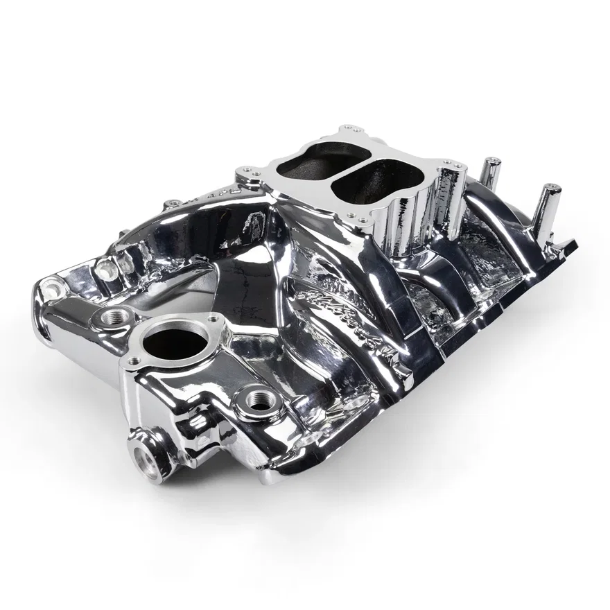 Performer RPM Pontiac 326-455 Intake Manifold, Chrome Plasma Finish