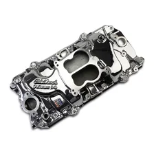 Performer 2-O Manifold for 1965-90 B/B Chevy Oval Port Heads, Chrome Plasma image 3