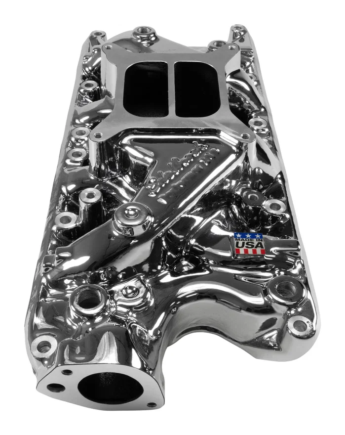 Performer Intake Manifold for Small-Block Ford, Chrome Plasma Finish