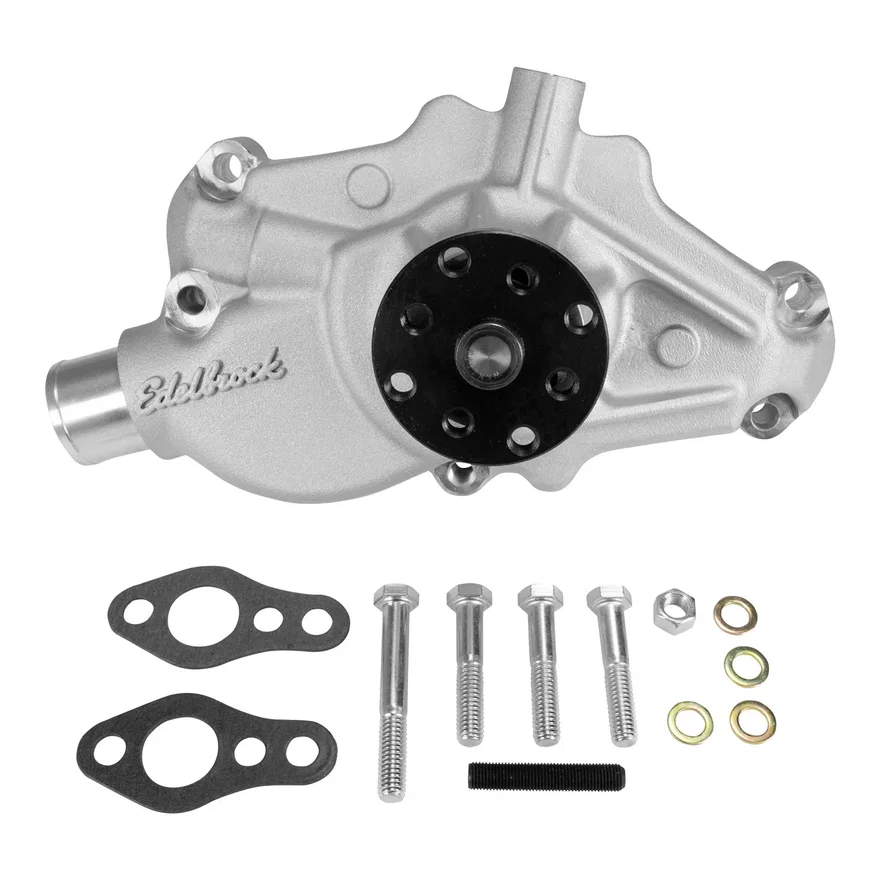Water Pump for Small-Block 1984-91 350 c.i.d. Corvettes in Satin Finish (Short) for Chevrolet Corvette