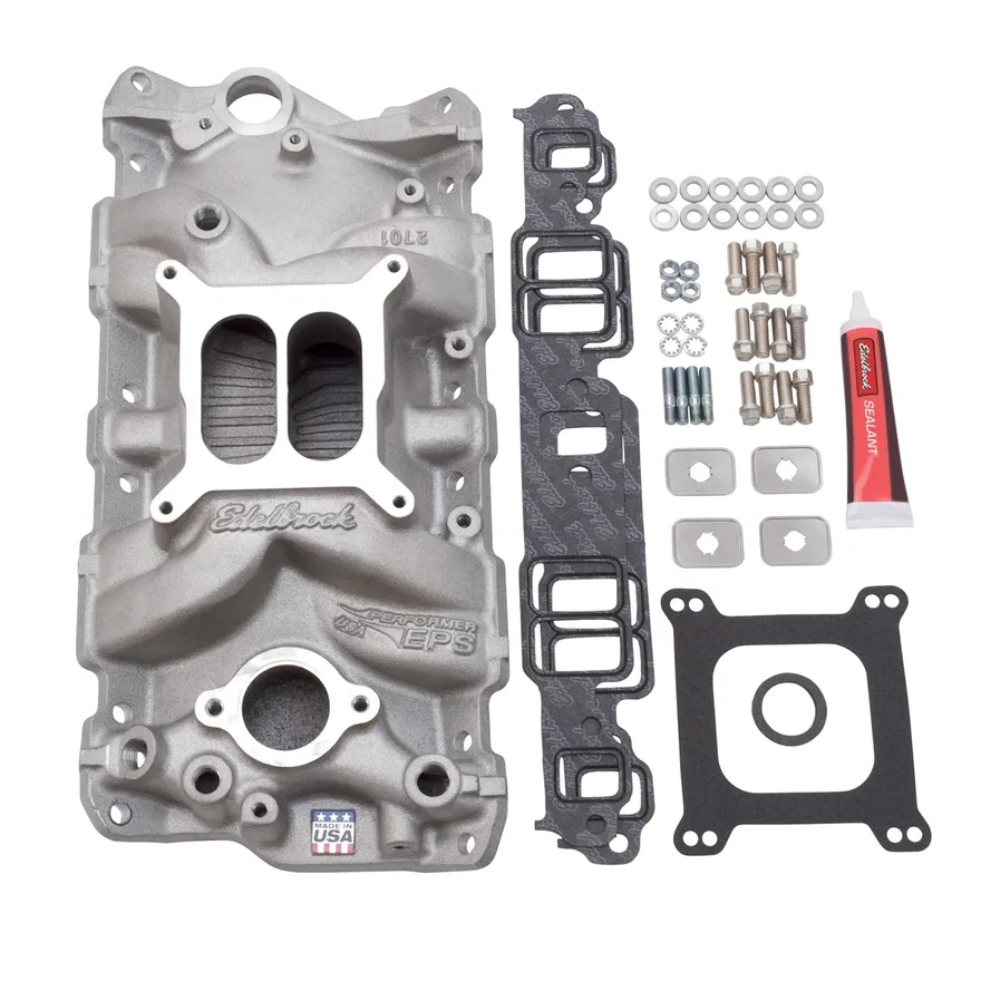 PN 2701 Chevrolet SB Performer EPS Manifold w/ Gaskets, Bolts, Studs, RTV