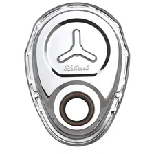 Timing Cover SBC Stamped Steel W/Welded Star & Logo Chrome image 1