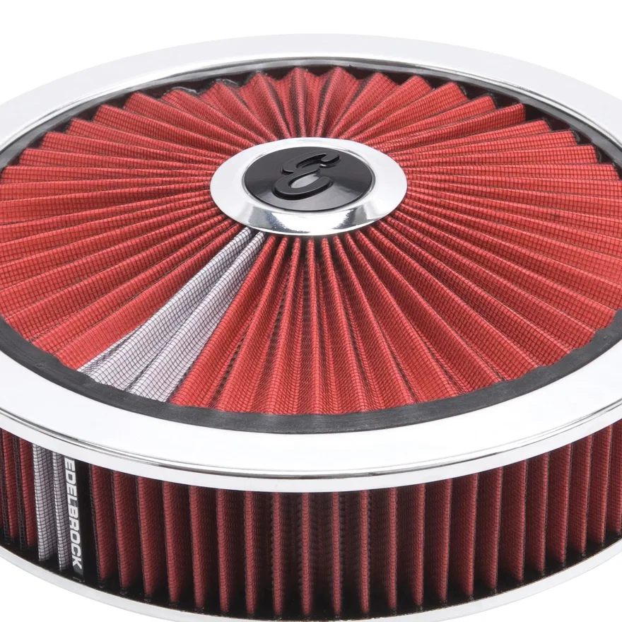 Pro-Flo Chrome Round 14" Air Cleaner - 3" Pro-Flo Element (Red)