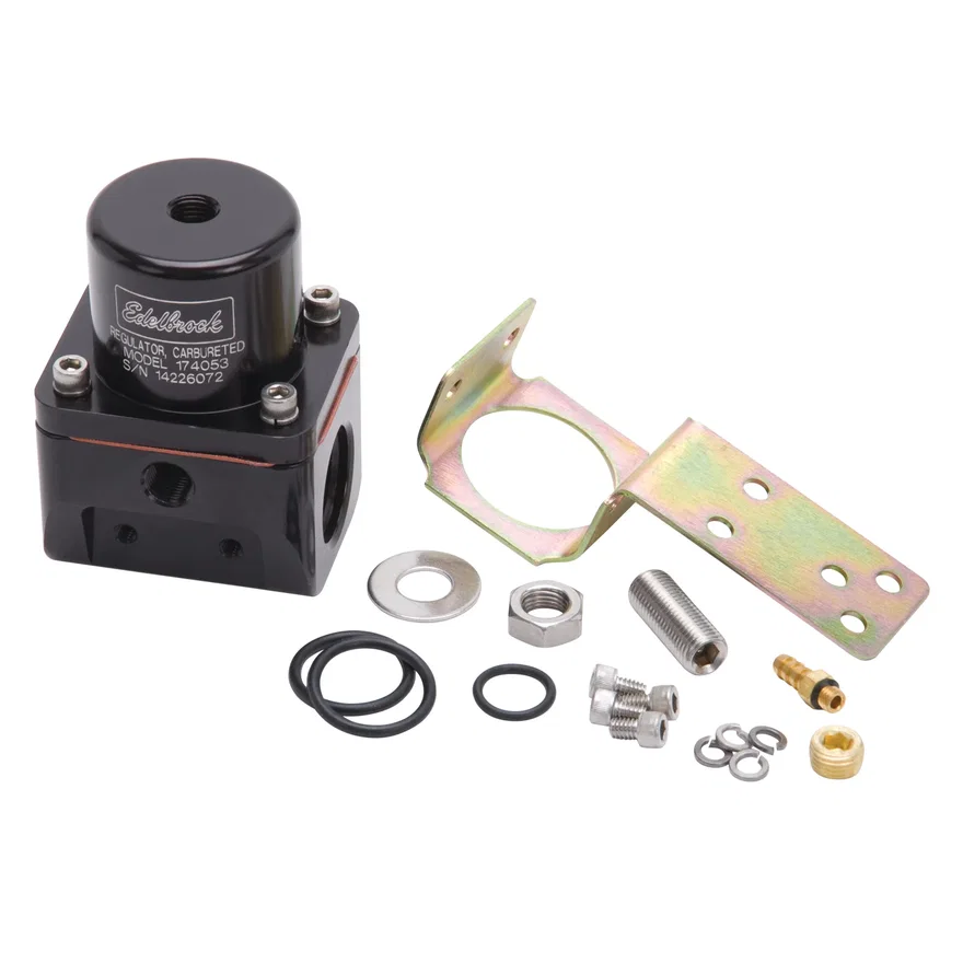 Carbureted Adjustable Bypass Fuel Pressure Regulator (180 GPH) in Black Finish