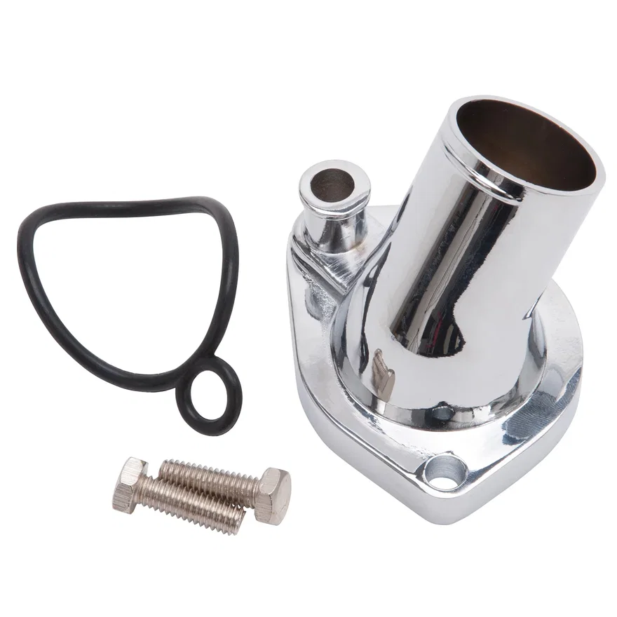 15 Deg. Chrome Plated Steel Waterneck for Small-Block Ford V8 Engines