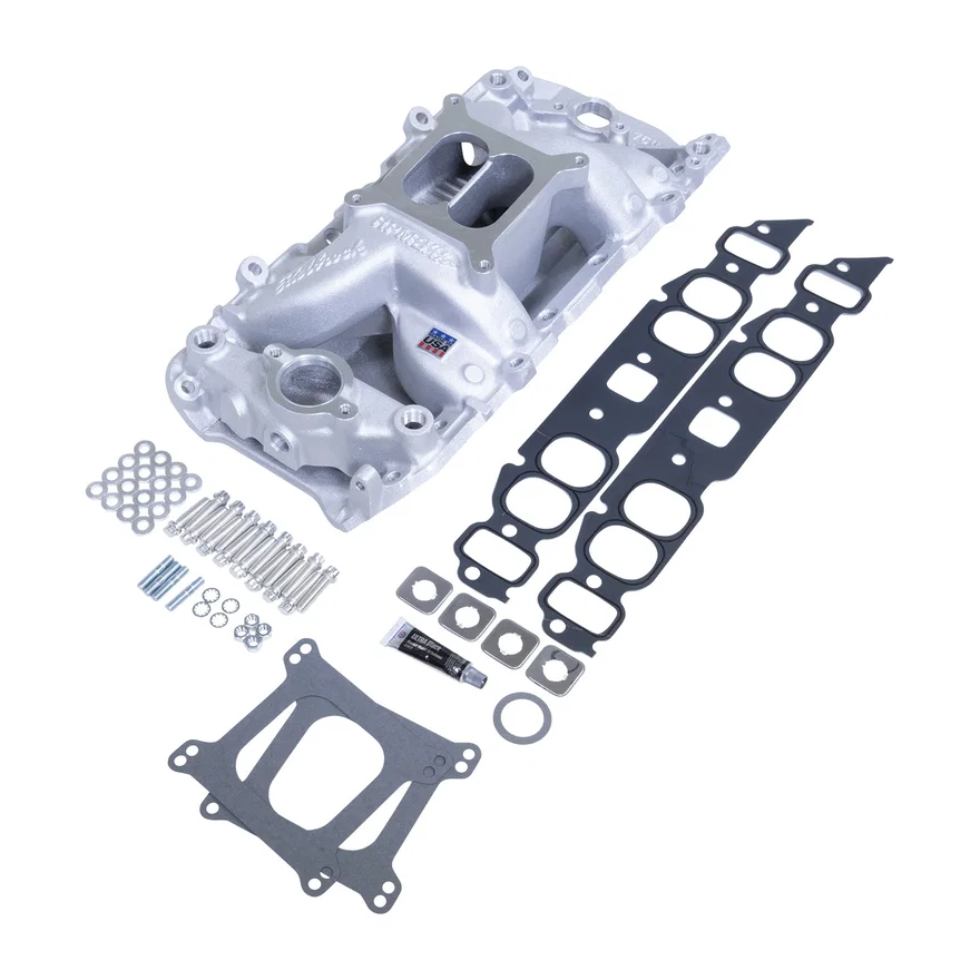 Manifold & Install Kit - BB Chevy RPM Air Gap 7561 w/ gaskets, bolts, studs, RTV
