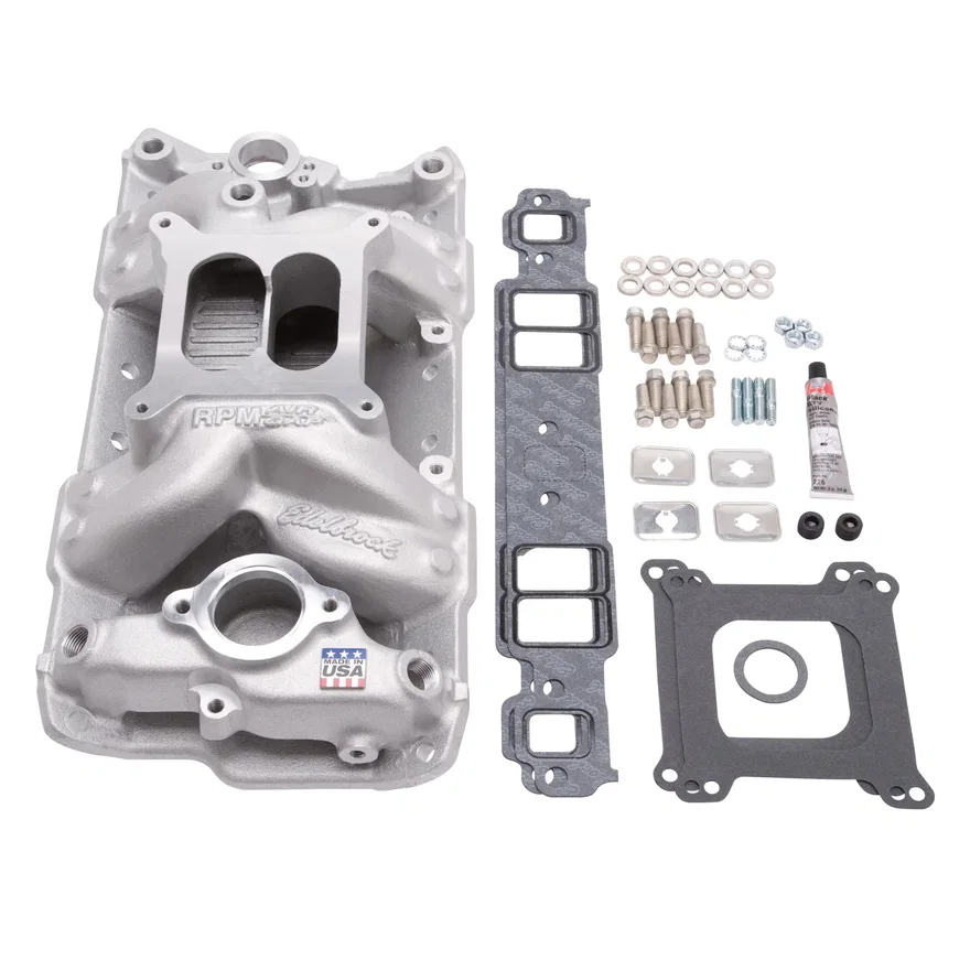 PN 2701 Chevrolet SB RPM Air Gap Manifold w/ Gaskets, Bolts, Studs, RTV