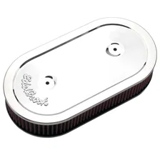 Pro-Flo Chrome Oval Air Cleaner for Single 4-bbl Carb - 2.5" Cotton Element image 1