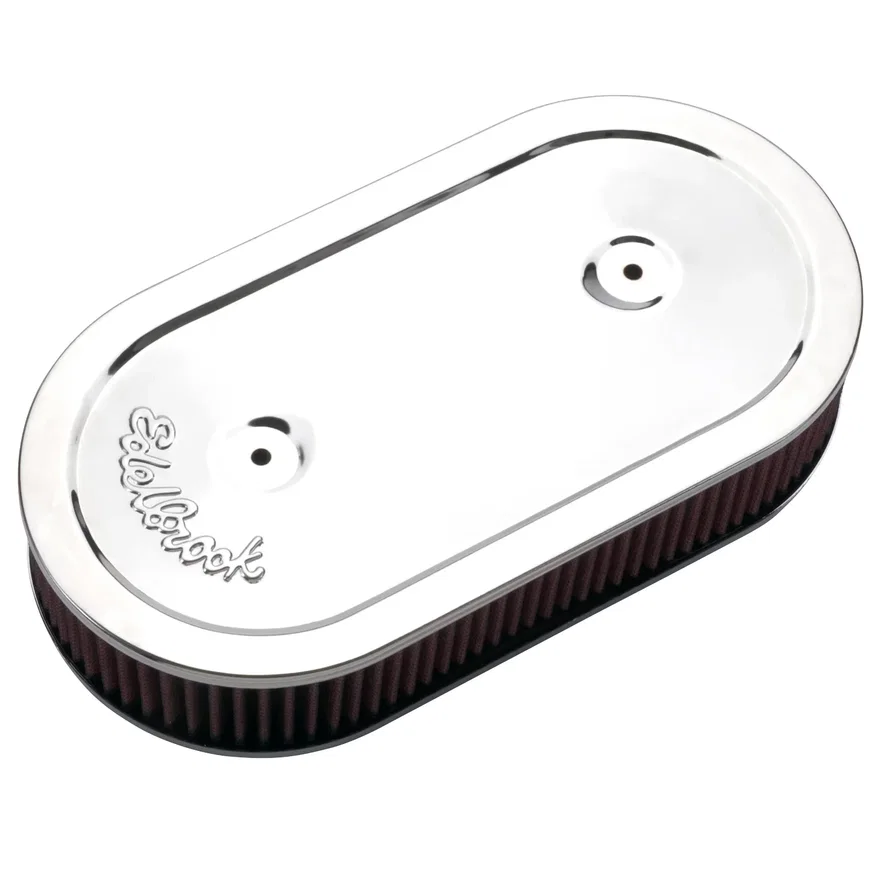 Pro-Flo Chrome Oval Air Cleaner for Single 4-bbl Carb - 2.5" Cotton Element