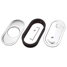 Pro-Flo Chrome Oval Air Cleaner for Single 4-bbl Carb - 2.5" Cotton Element image 2
