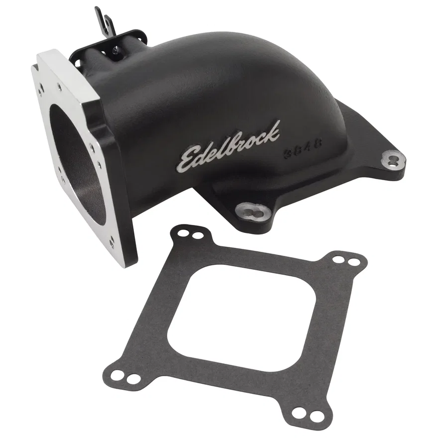 Ultra Low Profile Universal Intake Elbow - 90mm T.B. to 4150 Flange Black
