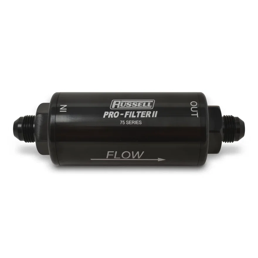 75 Series Pro-filter 2 10AN Male In/Out, 10 Micron Element With Black Finish