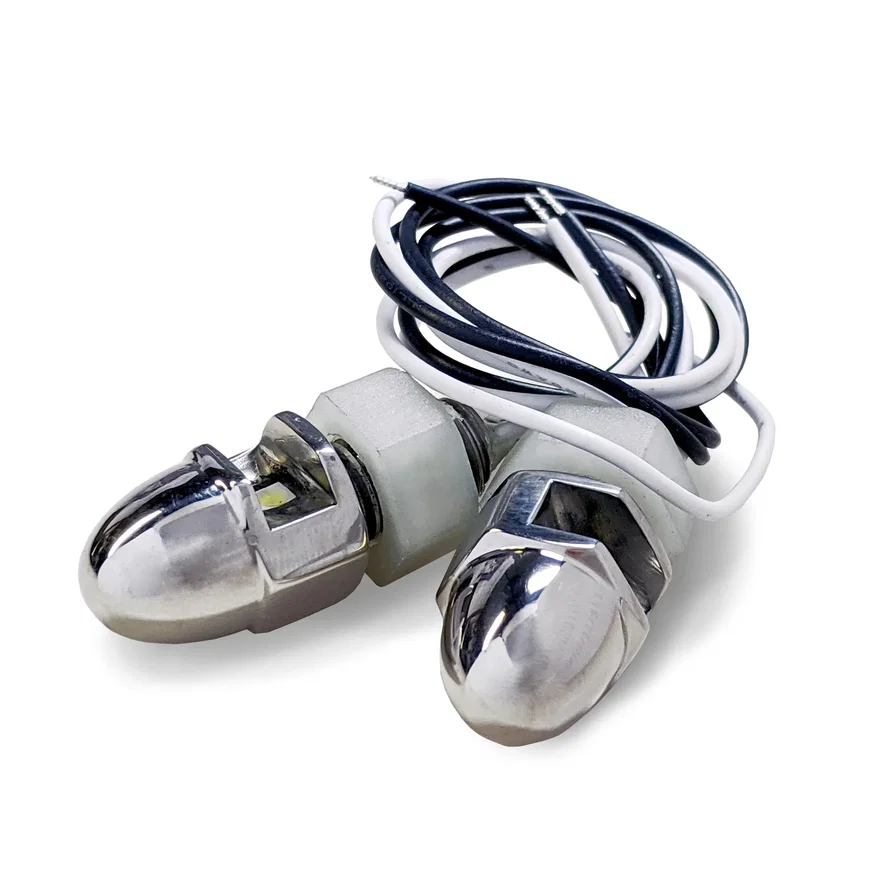 Lite'N Boltz LED License Plate Lighting Kit Acorn Polished 2-Pack 030311