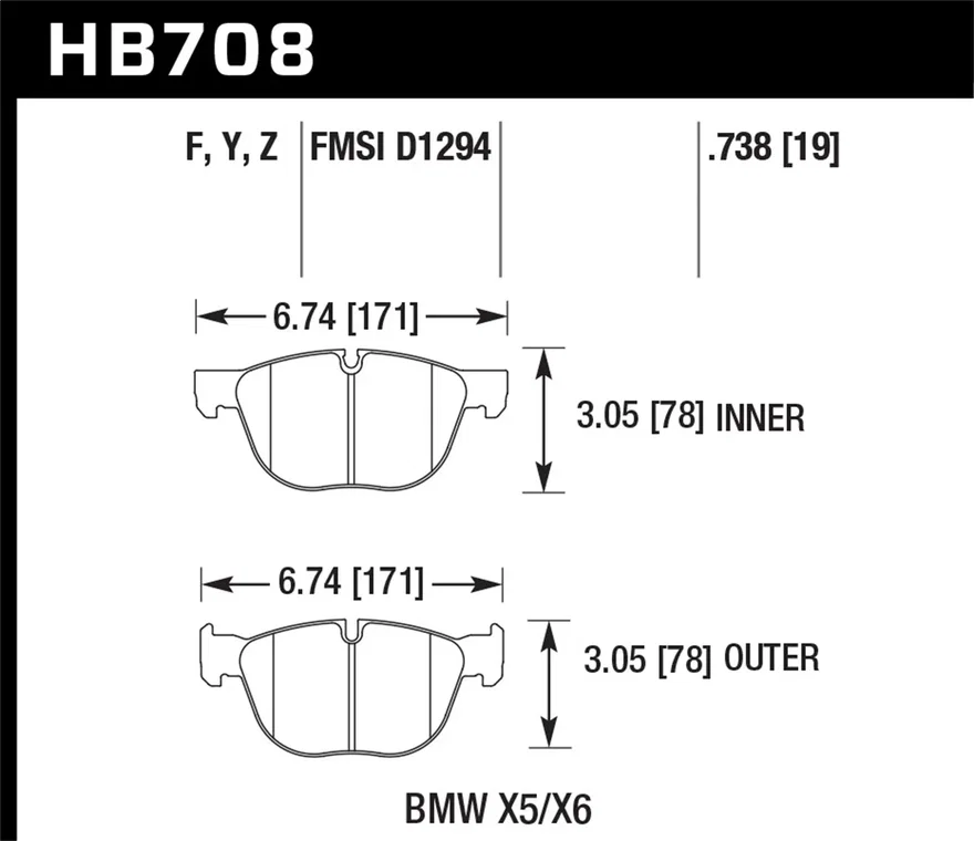 Front HPS 5.0 Disc Brake Pad for BMW
