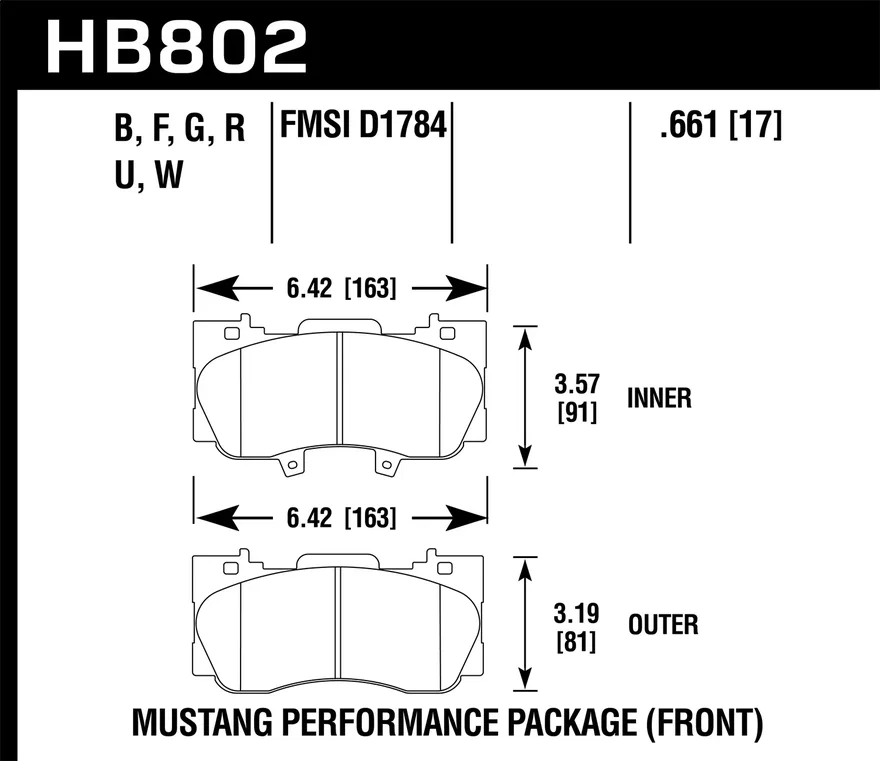 Front HPS 5.0 Disc Brake Pad for Ford Mustang