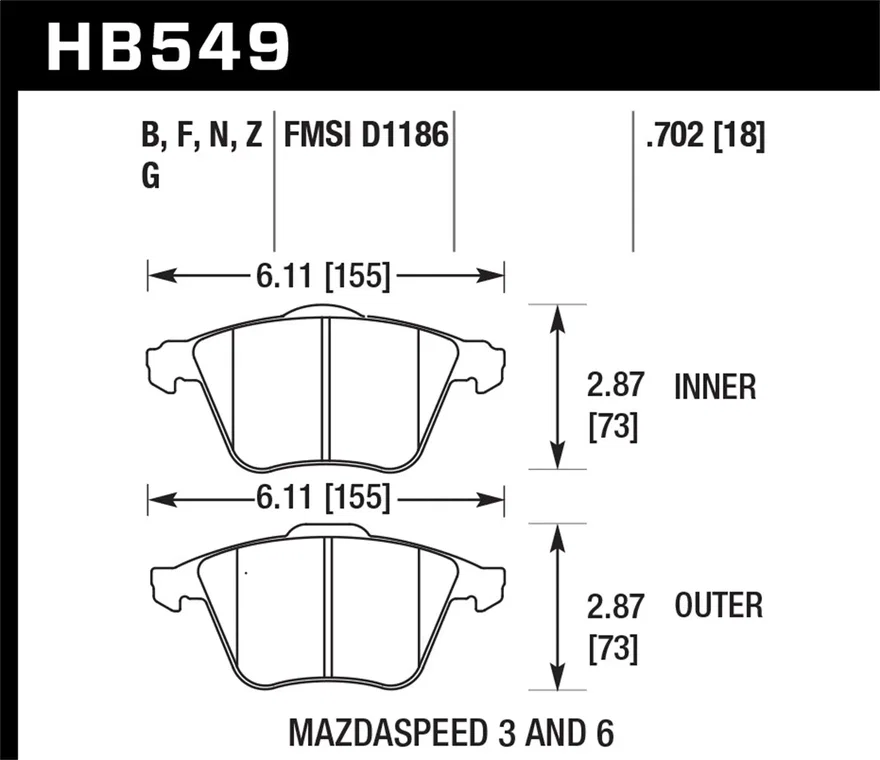 Front HPS 5.0 Disc Brake Pad