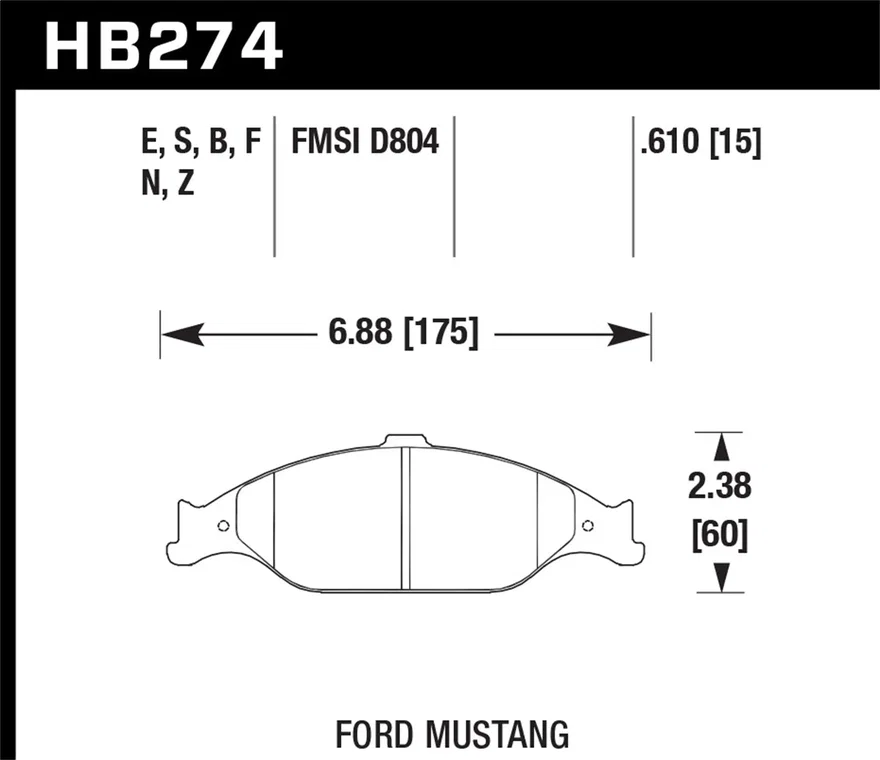Front HPS 5.0 Disc Brake Pad for Ford Mustang