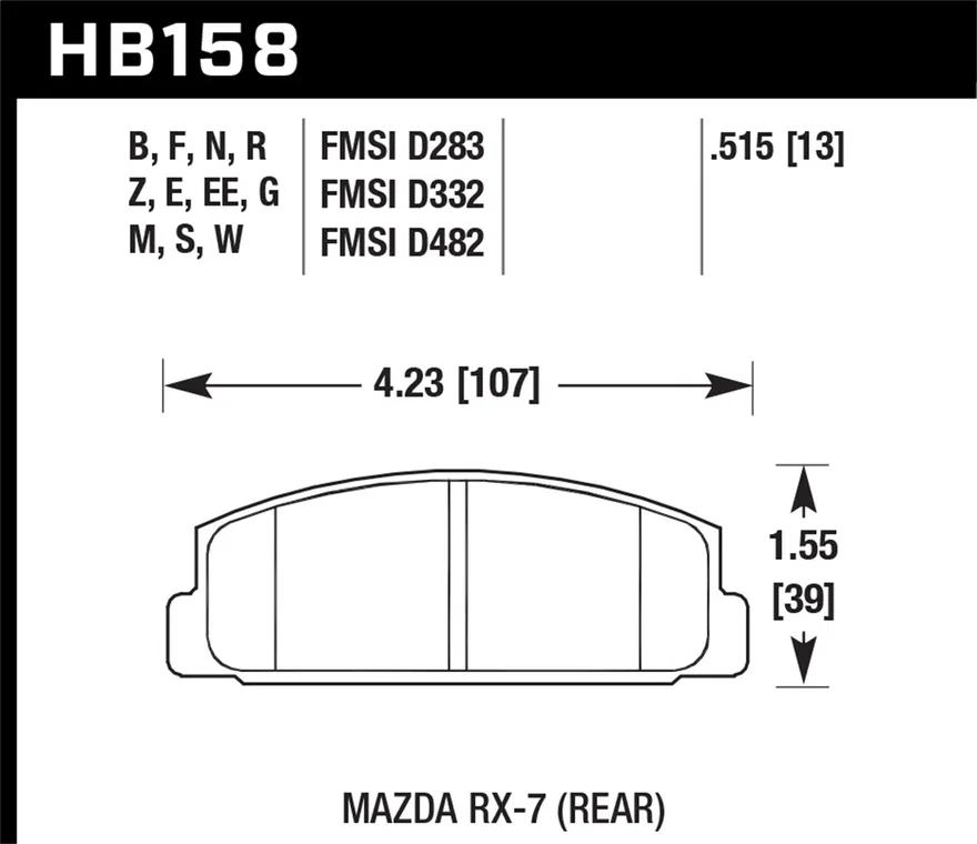 Rear DTC-60 Disc Brake Pad for Mazda