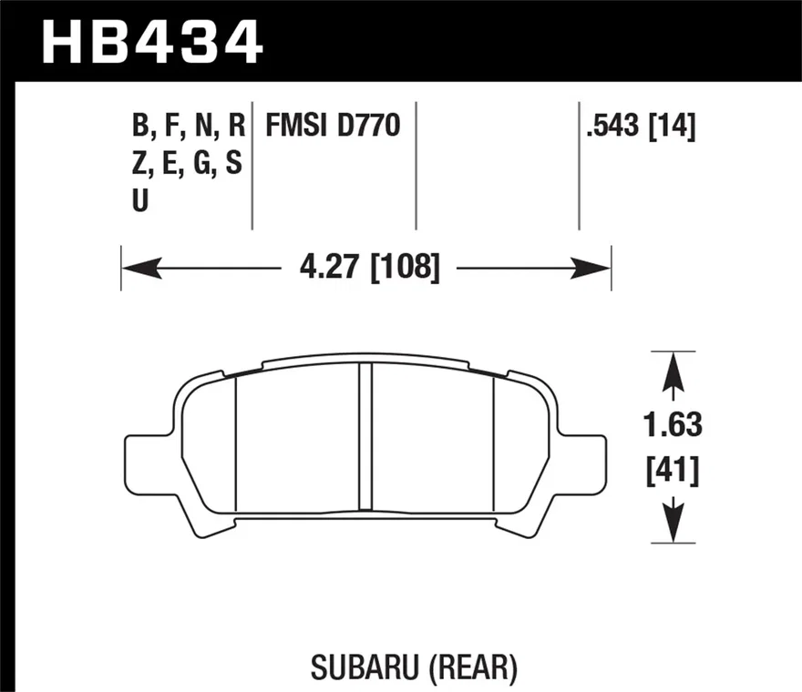 Rear DTC-60 Disc Brake Pad for Subaru