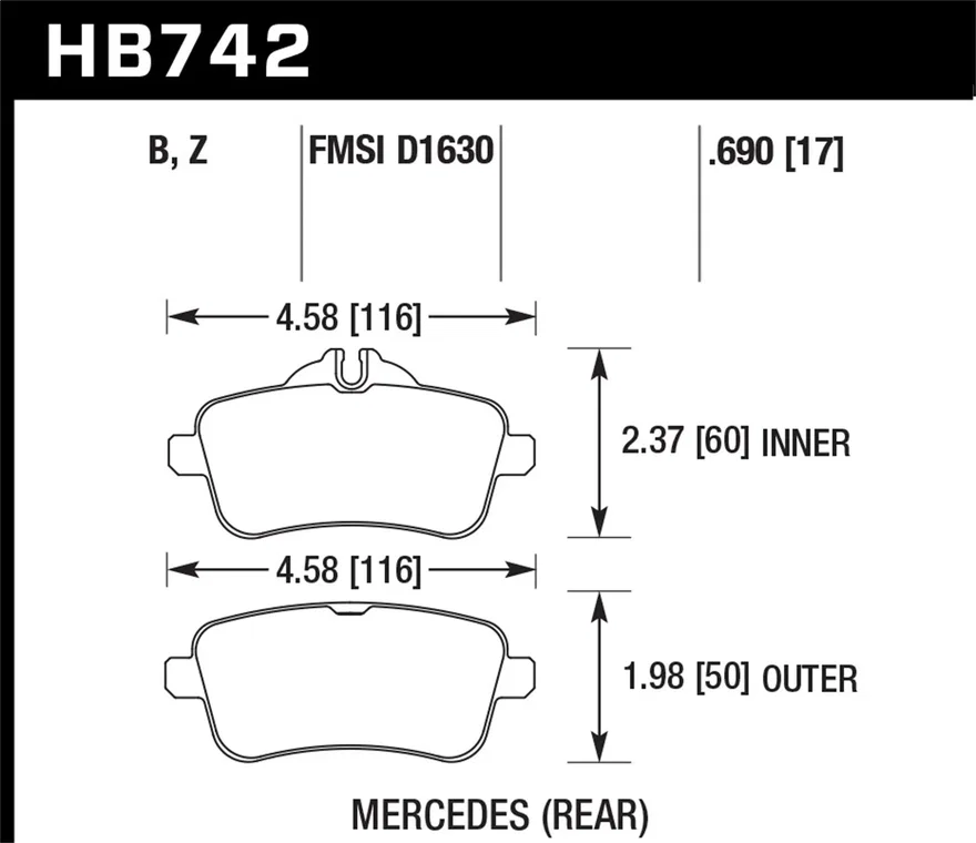 Rear HPS 5.0 Disc Brake Pad for Mercedes-Benz