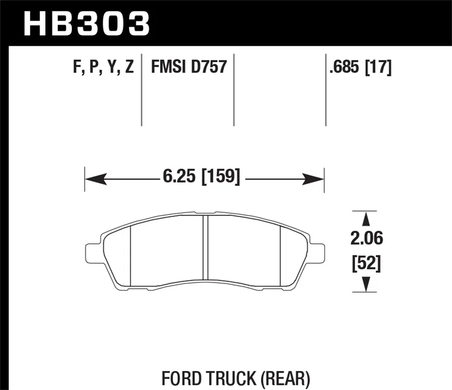 Rear SuperDuty Disc Brake Pad for Ford