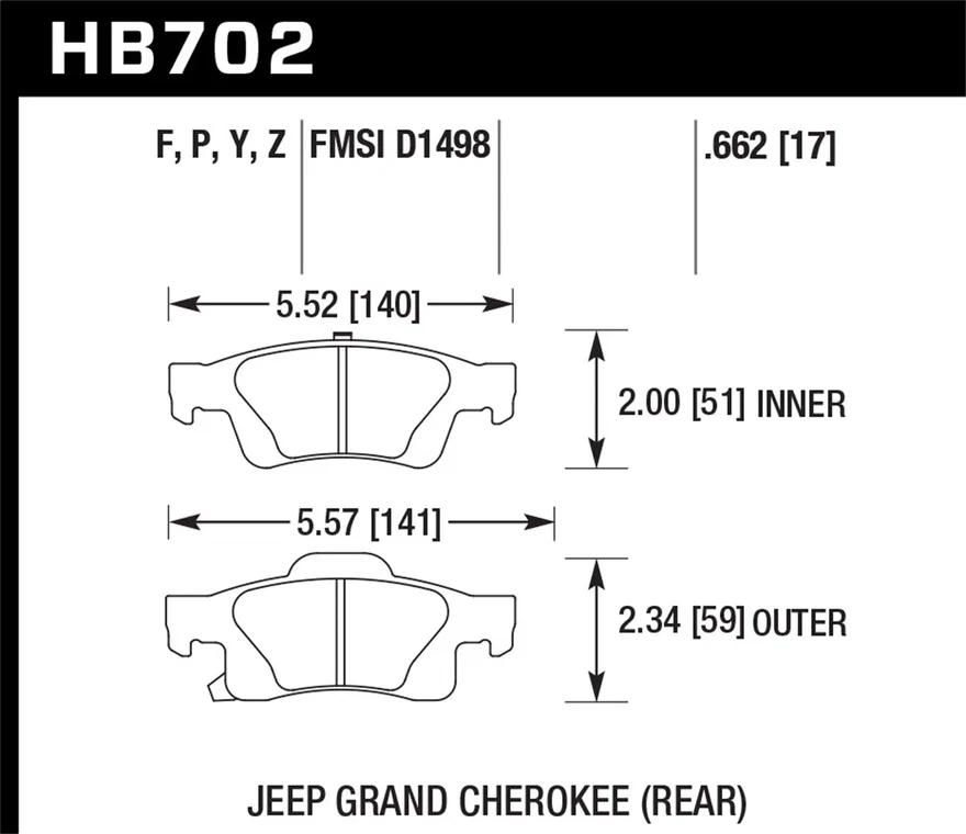 Rear HPS 5.0 Disc Brake Pad