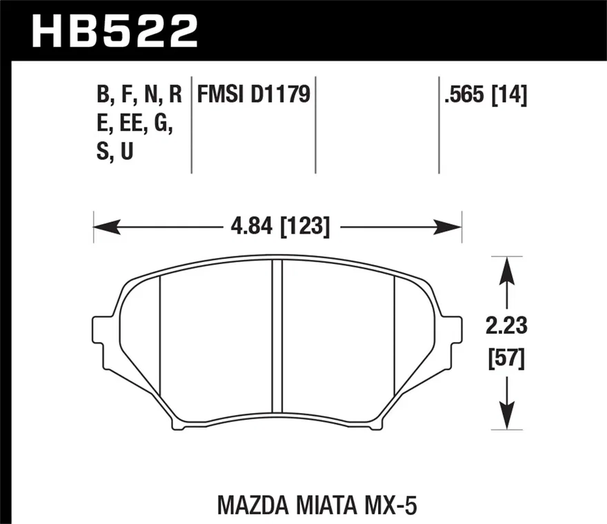 Front DTC-70 Disc Brake Pad for Mazda MX-5 Miata