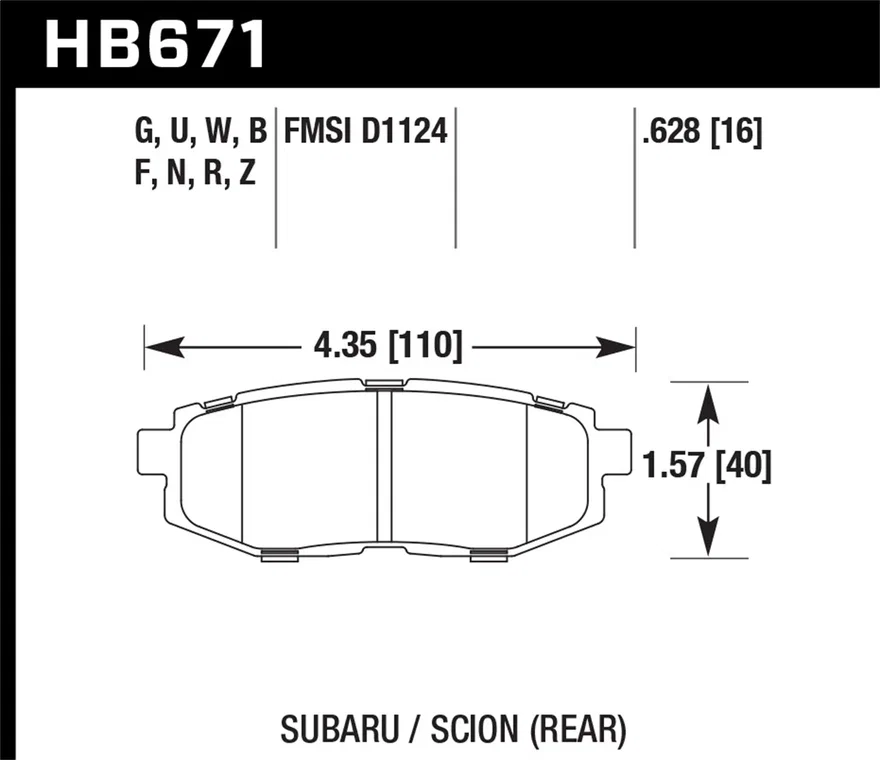 Rear DTC-60 Disc Brake Pad