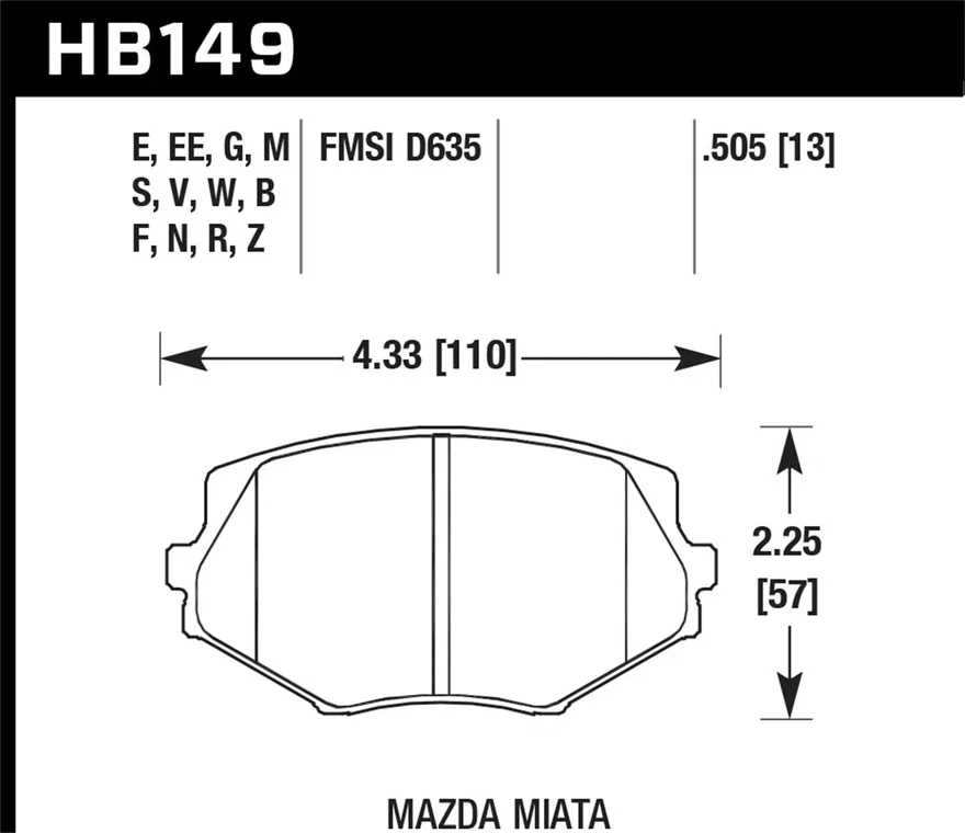 Front DTC-60 Disc Brake Pad for Mazda Miata