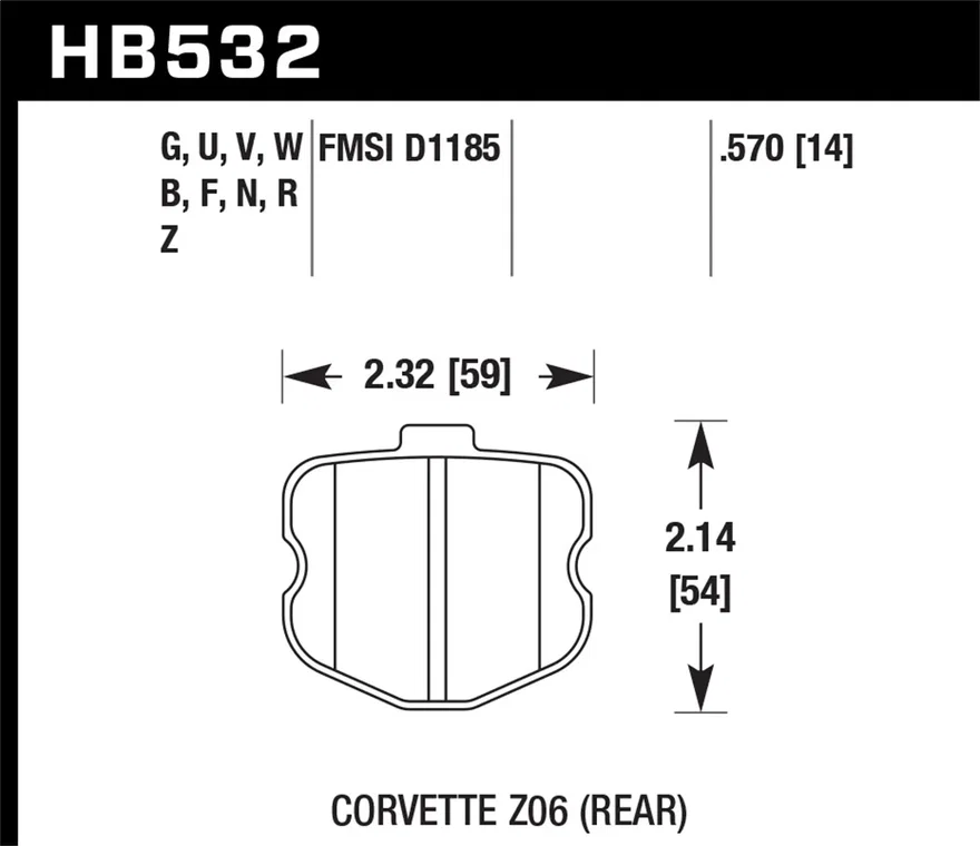 Rear DTC-60 Disc Brake Pad for Chevrolet Corvette