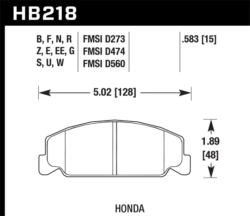 Front HPS 5.0 Disc Brake Pad for Honda