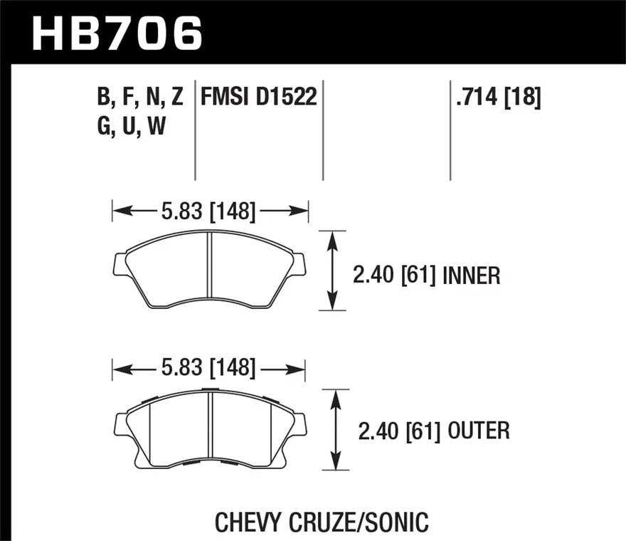 Front DTC-60 Disc Brake Pad for Chevrolet
