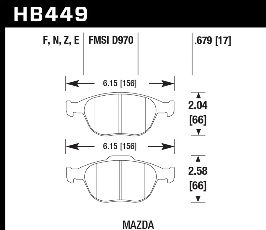 Front HPS 5.0 Disc Brake Pad for Ford
