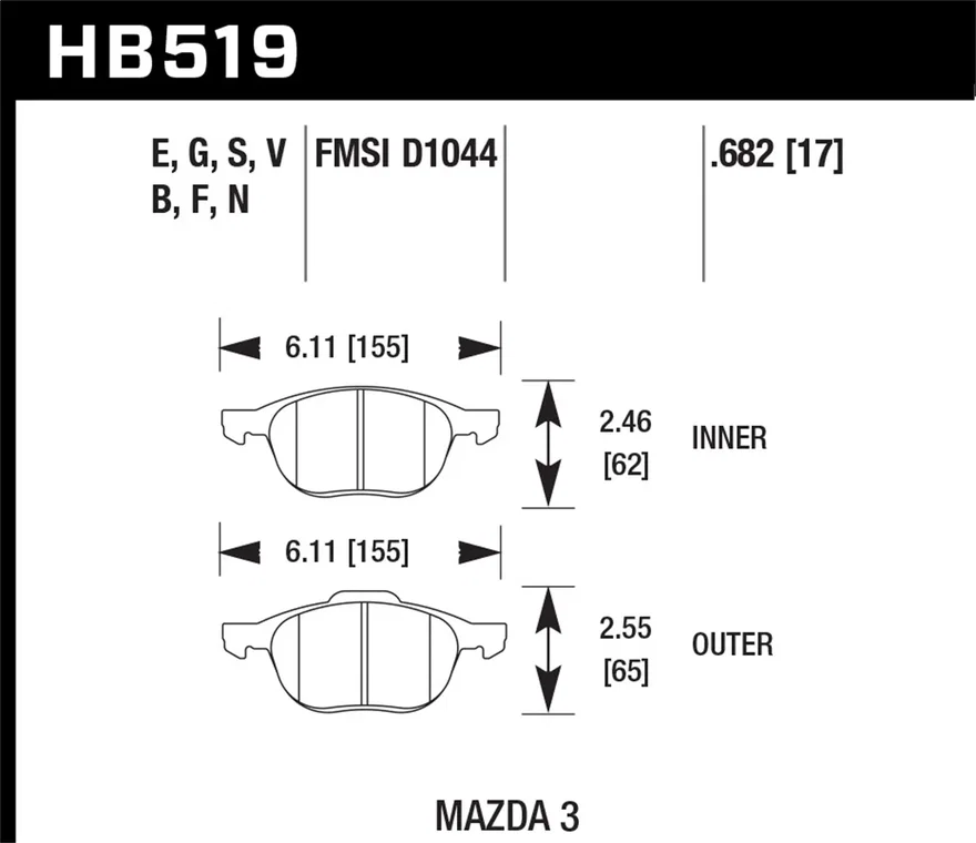 Front HPS 5.0 Disc Brake Pad