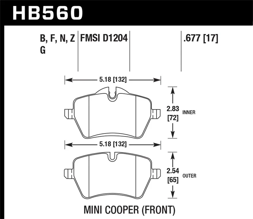Front DTC-60 Disc Brake Pad for Mini