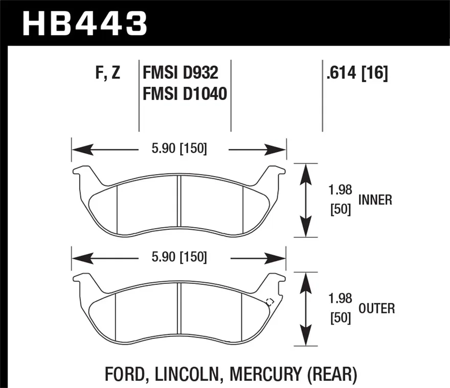 Rear DTC-60 Disc Brake Pad