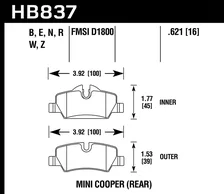 Rear HP Plus Disc Brake Pad for Mini Cooper image 2