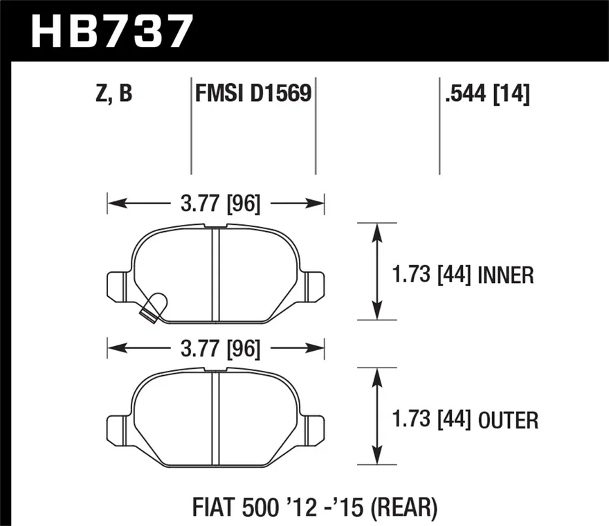 Rear HPS 5.0 Disc Brake Pad for Fiat 500