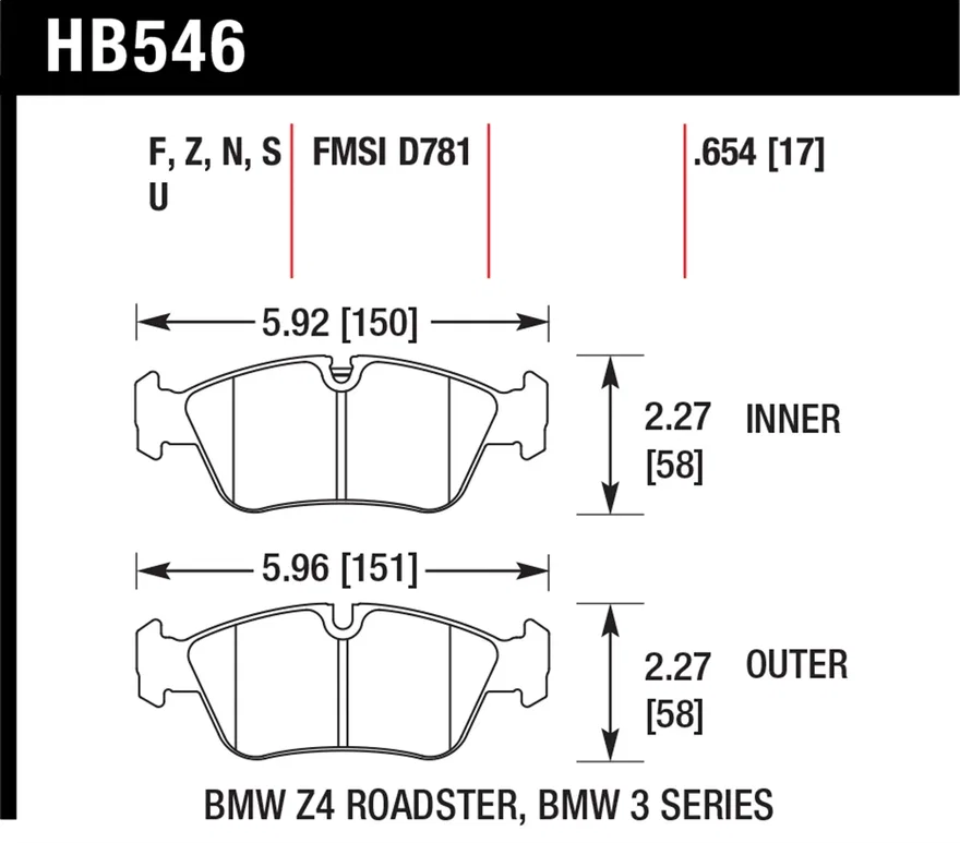 Front HPS 5.0 Disc Brake Pad for BMW