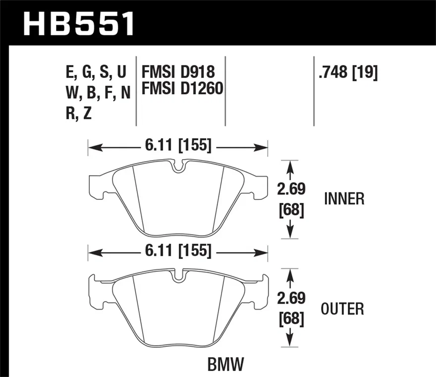 Front DTC-30 Disc Brake Pad for BMW