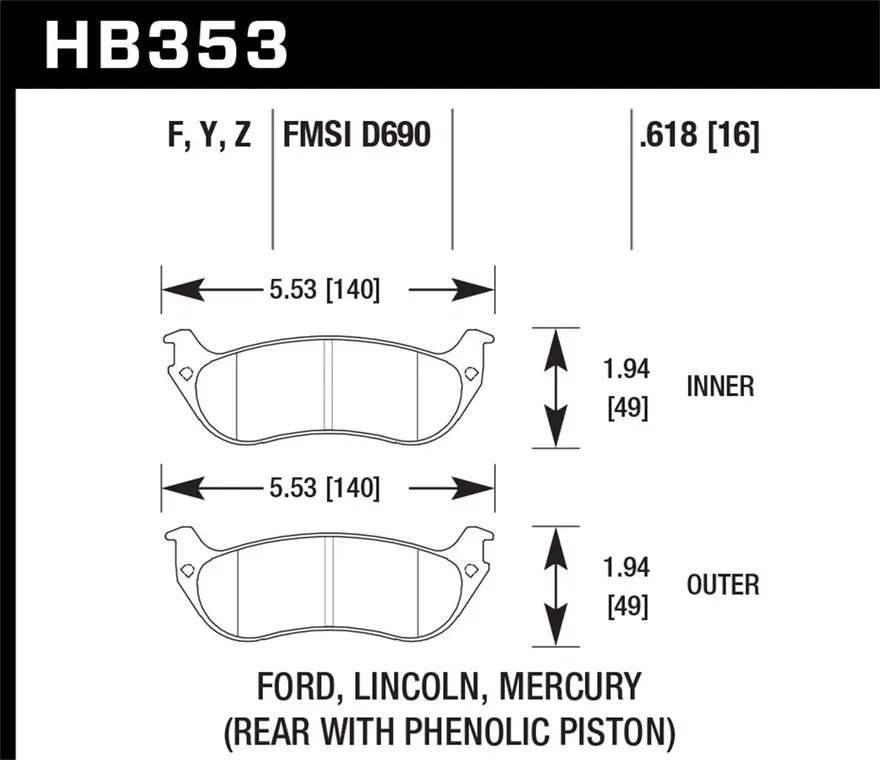 Rear DTC-30 Disc Brake Pad
