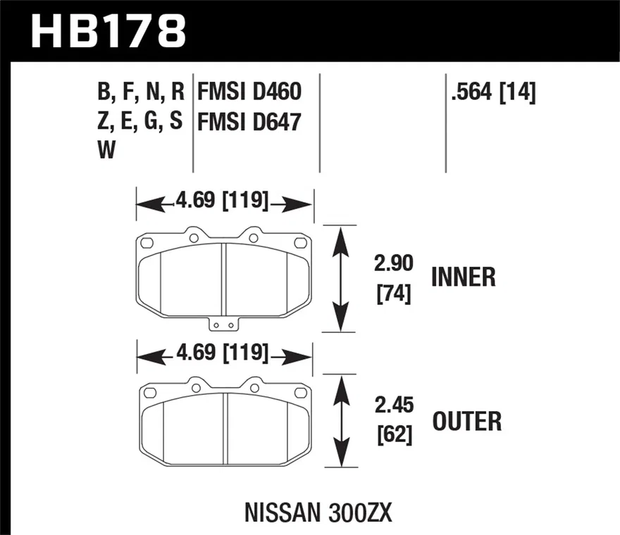 Front DTC-60 Disc Brake Pad for Nissan 300ZX