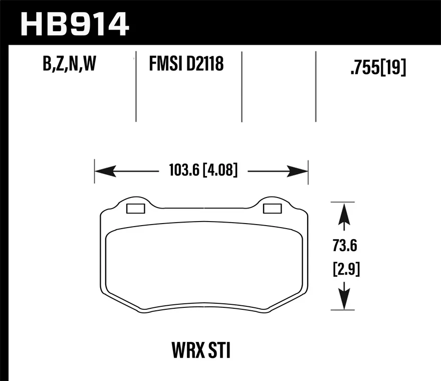 Rear DTC-30 Disc Brake Pad for Subaru WRX STI