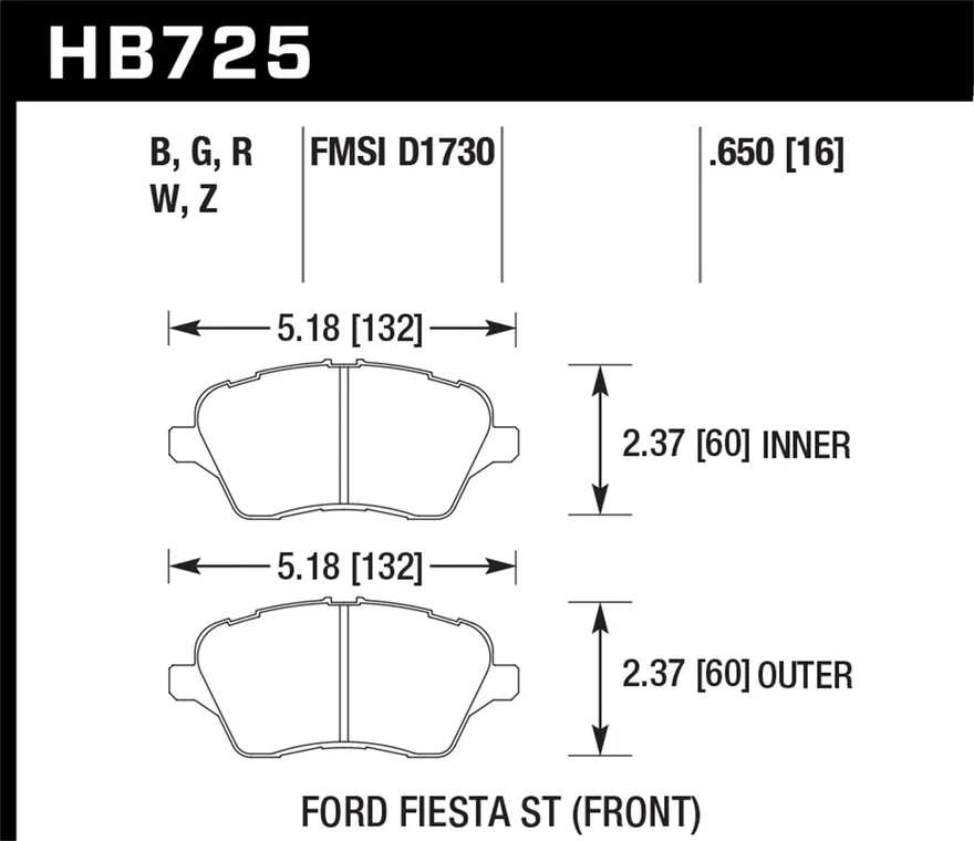 Front HPS 5.0 Disc Brake Pad for Ford Fiesta