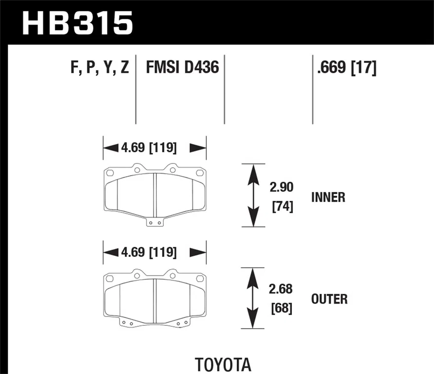 Front LTS Disc Brake Pad for Toyota