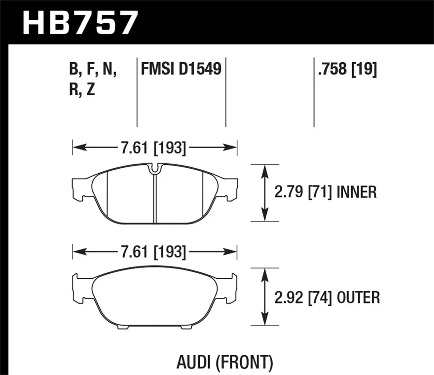 Front HPS 5.0 Disc Brake Pad for Audi