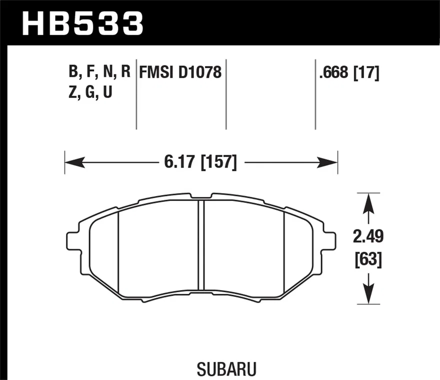 Front DTC-60 Disc Brake Pad for Subaru